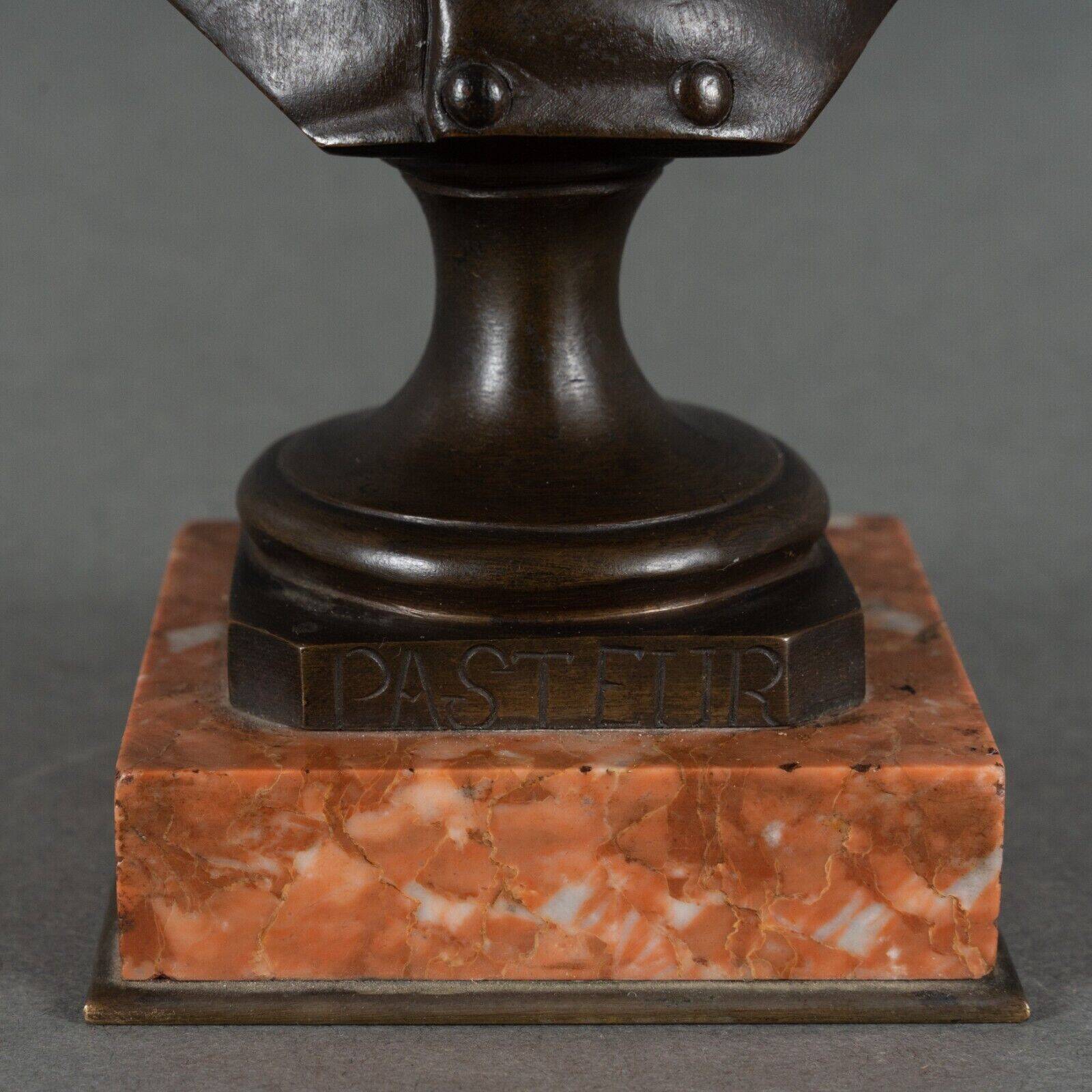 Bronze bust of Pasteur 19th century with chocolate patina on marble base