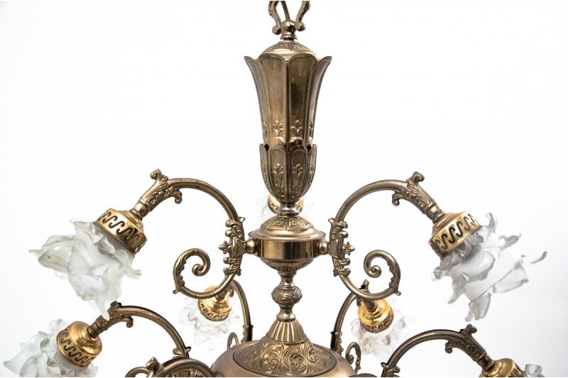 Brass chandelier from the 1950s, Western Europe.