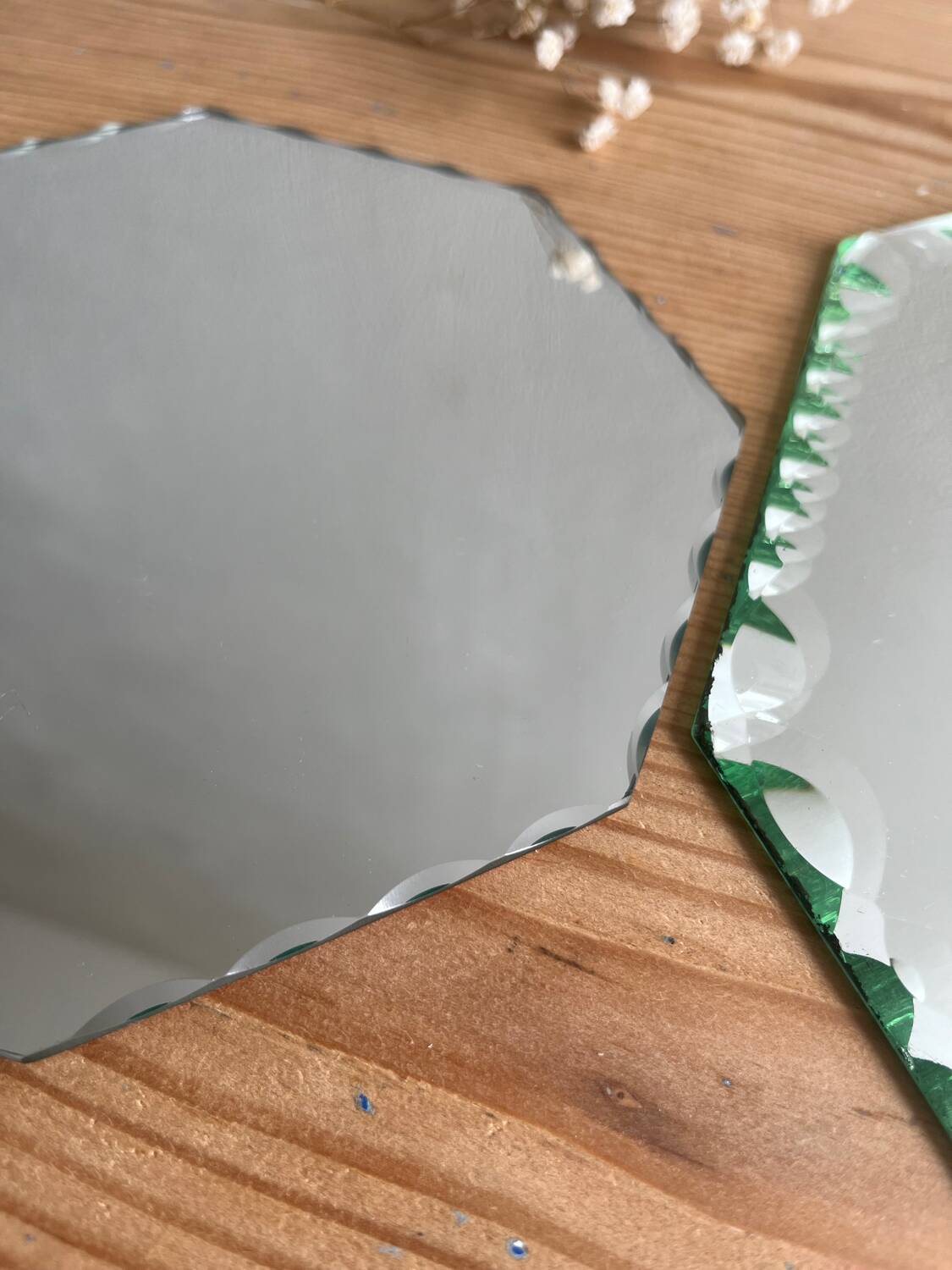 Vintage octagonal beveled mirrors