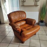 Fauteuil cuir marron