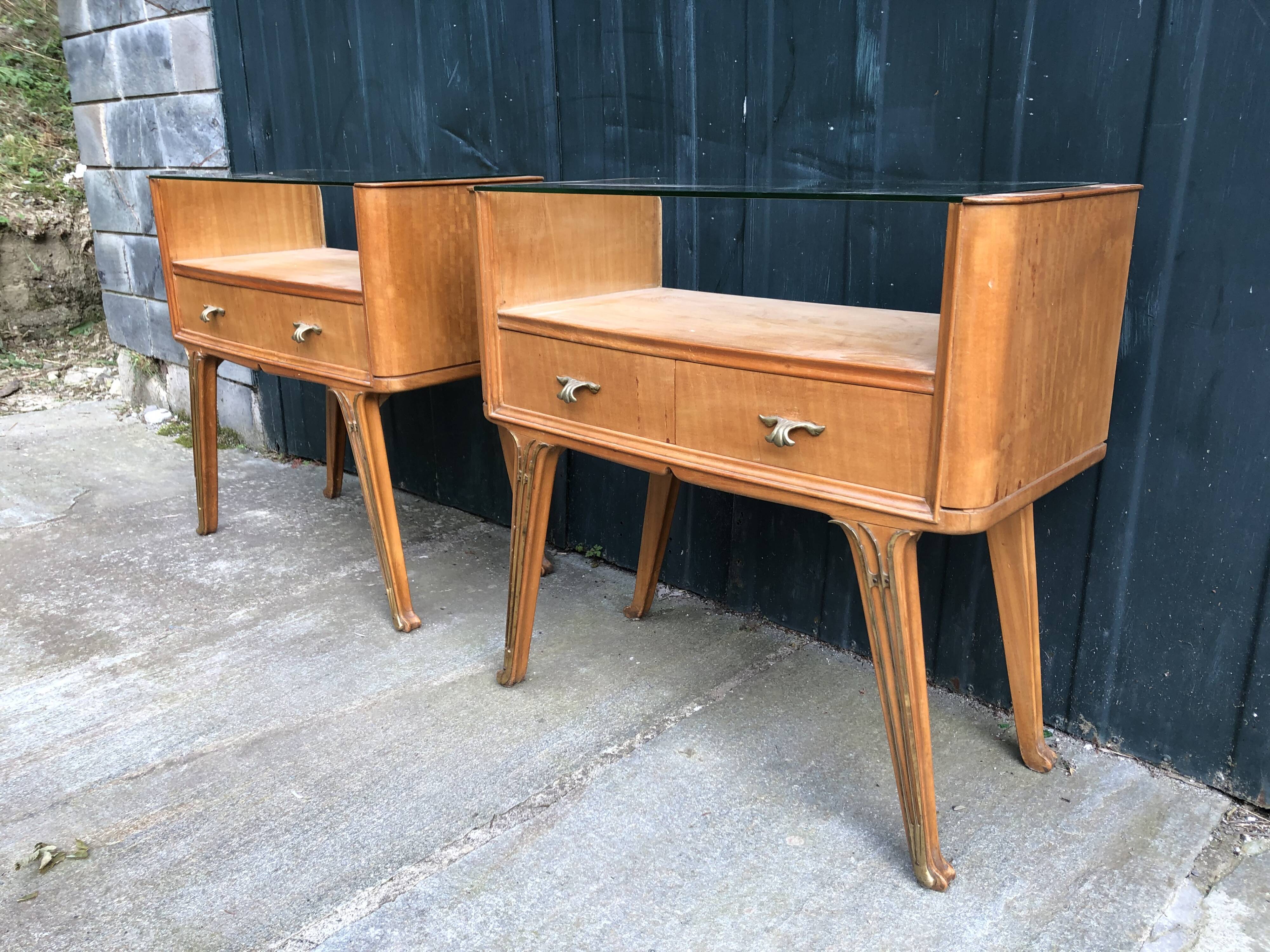 Pair of bedsides in cherry 1950s