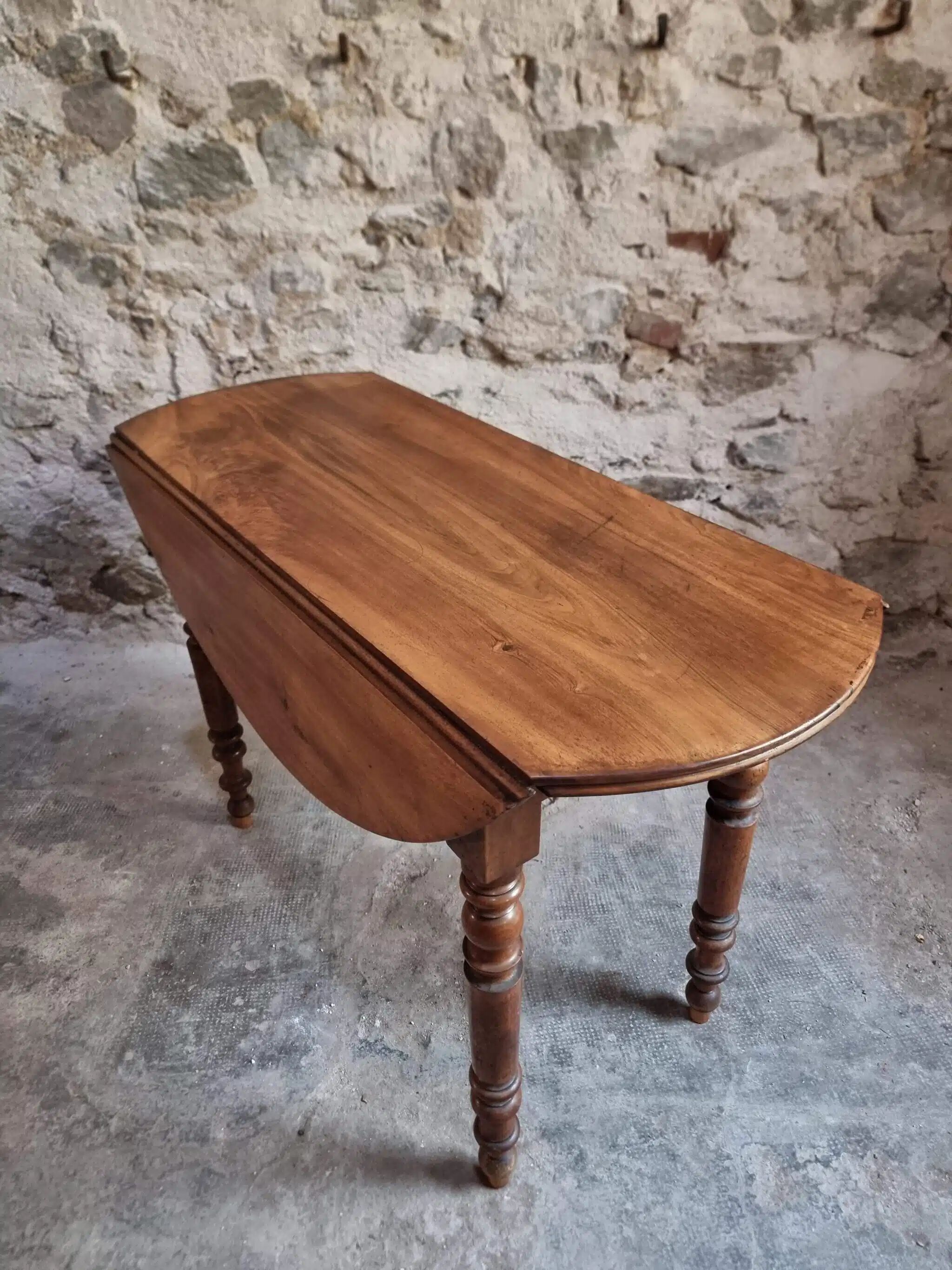 Antique French walnut folding dining table