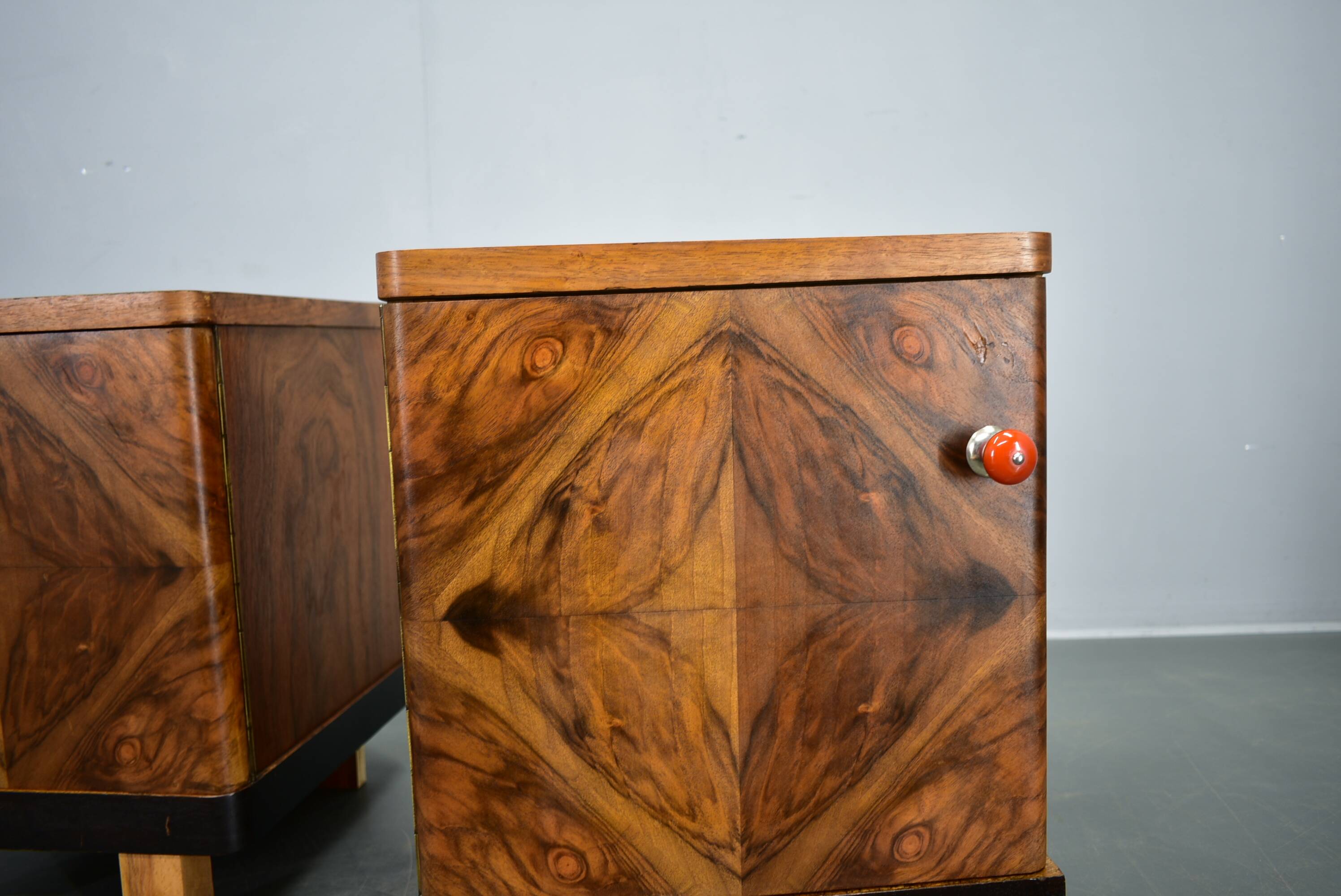 1938s pair of Art Deco bedside tables, Czechoslovakia