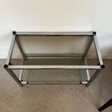 Vintage glass and chrome console coffee table