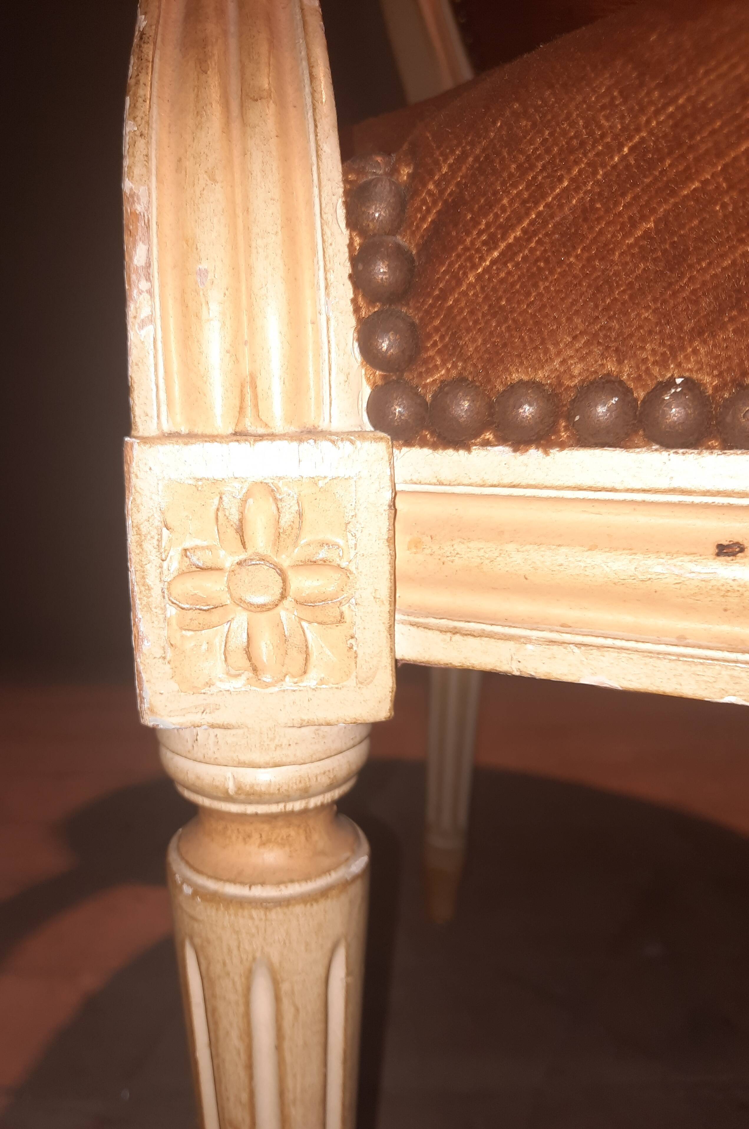 Pair of Louis XV style gray lacquered armchairs