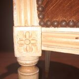 Pair of Louis XV style gray lacquered armchairs