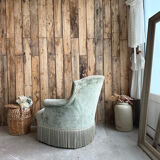 Green velvet tub chair