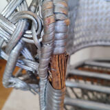 Vintage armchair emmanuelle in silver woven rattan