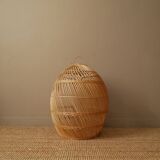 Suspension in natural wicker rattan vintage braided bohemian decoration handmade artisanal manufacturing