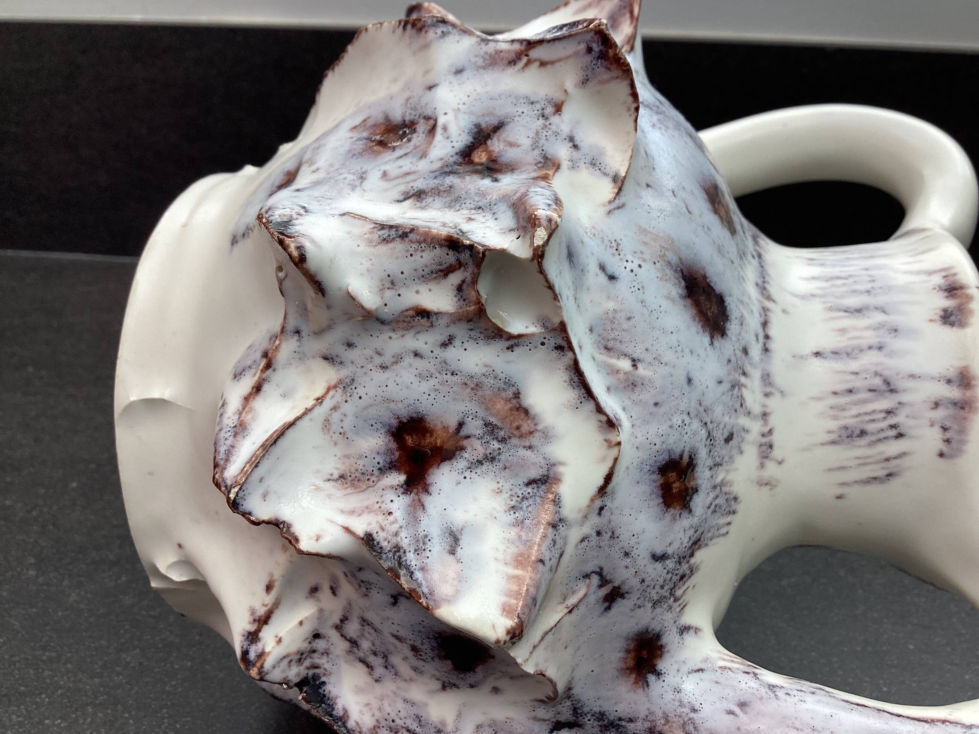 Seafoam ceramic pitcher vase, Vallauris, attributed to JAK