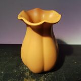 Ancien vase céramique jaune col corolle vintage