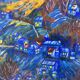 Starry night landscape painting oil on canvas