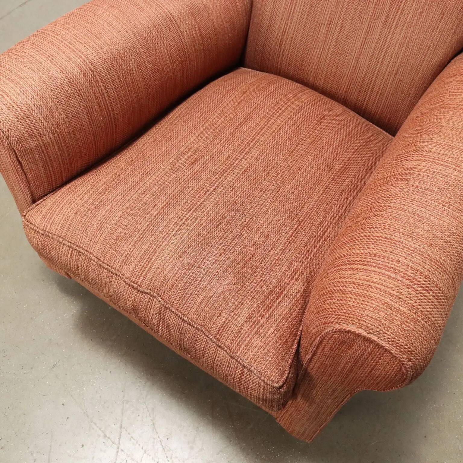 Vintage bergère armchair in wood and fabric, Italy, 1950s-1960s