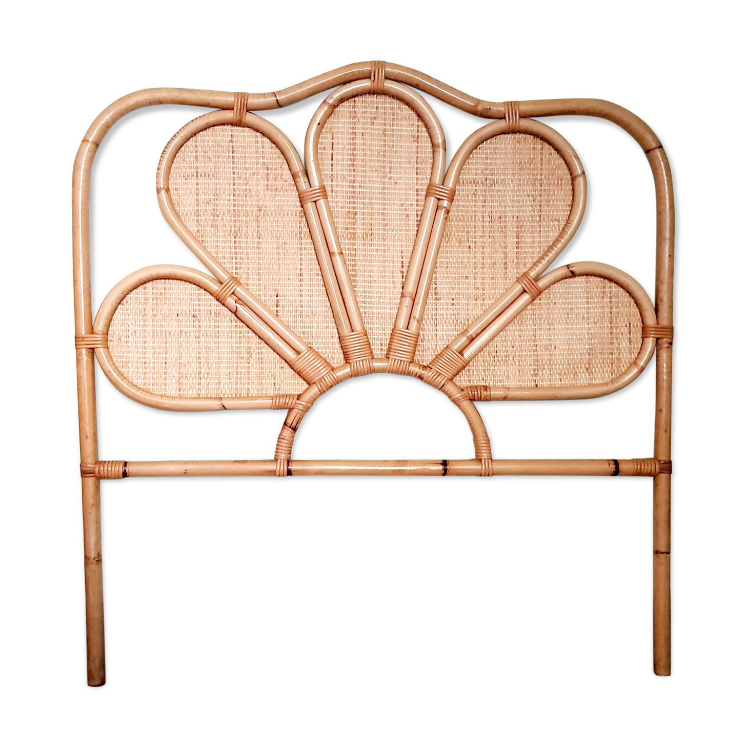 Vintage rattan headboard 1 person 90 cm