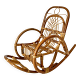 Mid Century Modern Bamboo Kids Rocking Chairs, Italy 1960s