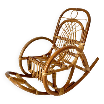 Fauteuils à bascule pour enfants en bambou, style moderne du milieu du siècle, Italie, années 1960