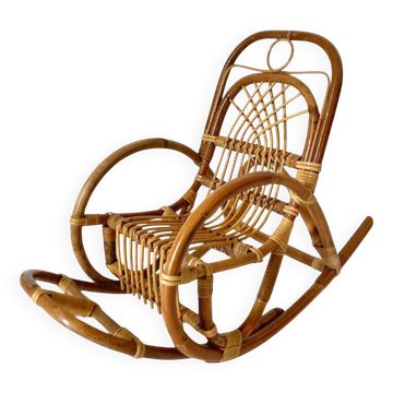 Fauteuils à bascule pour enfants en bambou, style moderne du milieu du siècle, Italie, années 1960