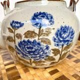 Vintage sandstone teapot wicker handle