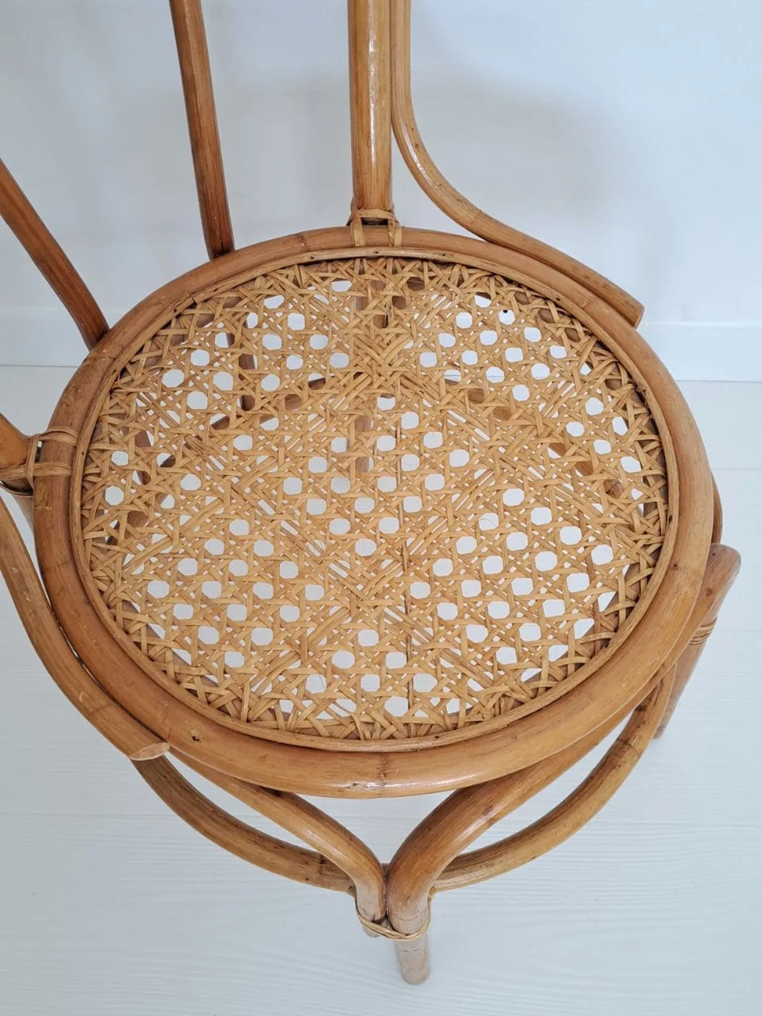 Vintage bamboo and cane chair, Thonet bistro style.