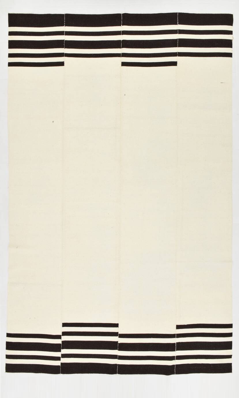 Black Beige Modernist Vintage Kilim Rug, 240x392Cm