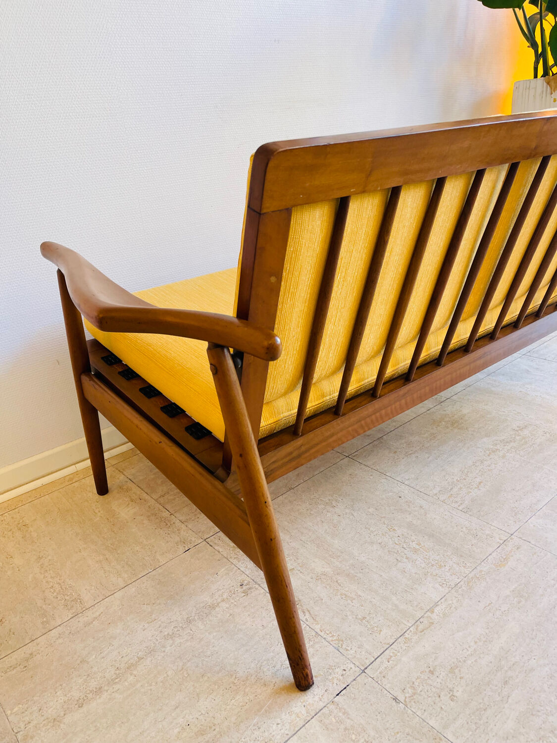 Scandinavian teak banquette for two, circa 1960.