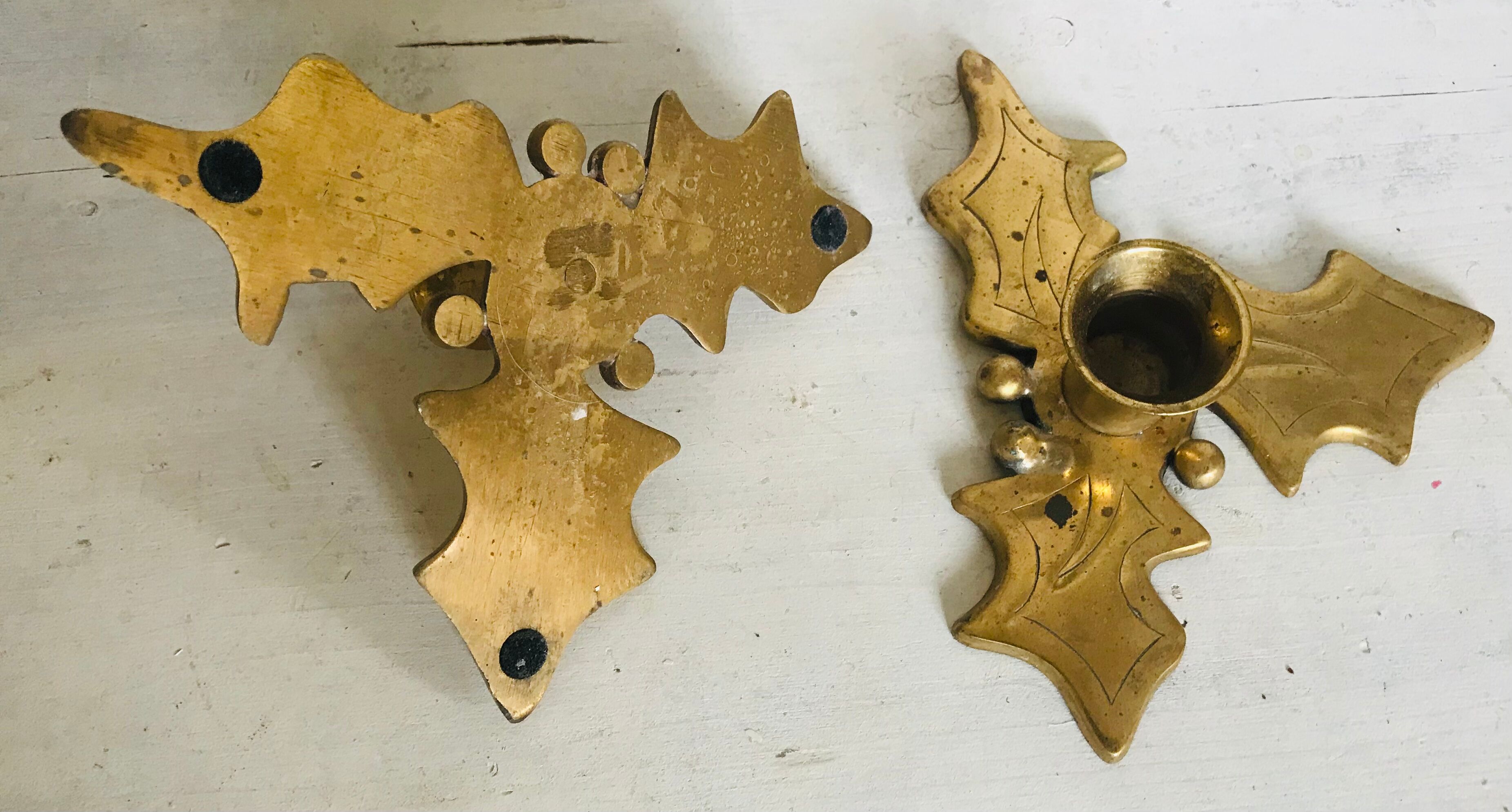 Pair of brass candle holders