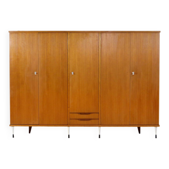 Grande armoire vintage de style italien à 5 portes en teck, années 1960