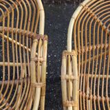 Pair of vintage rattan armchairs