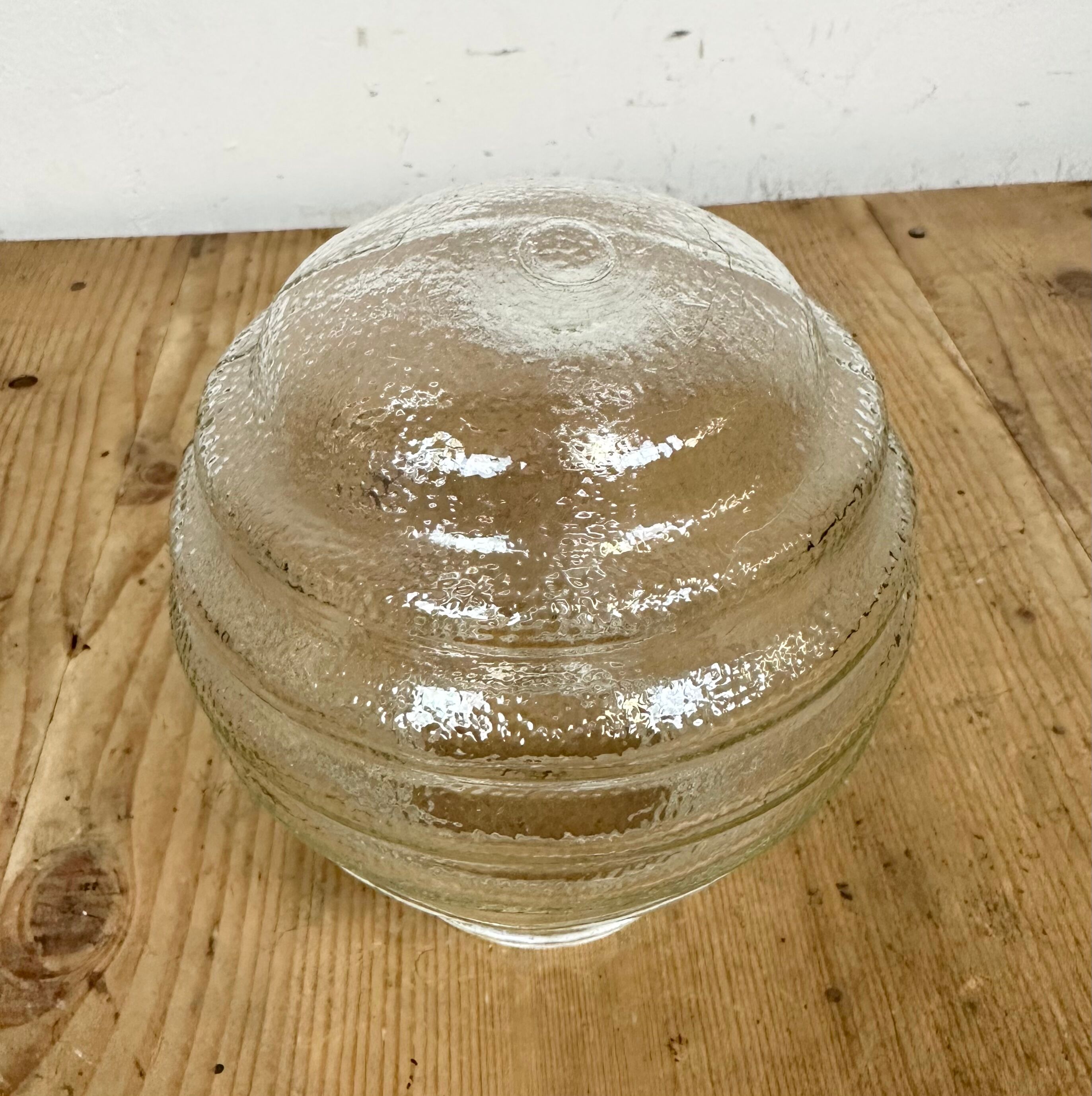 Industrial Bakelite Pendant Light with Ribbed Glass, 1970s