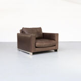 Pair of Hannes Wettstein ‘reversi’ leather design fauteuil for Molteni & C