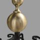 Pair of wrought iron candlesticks with cast bronze ball, 1970s.