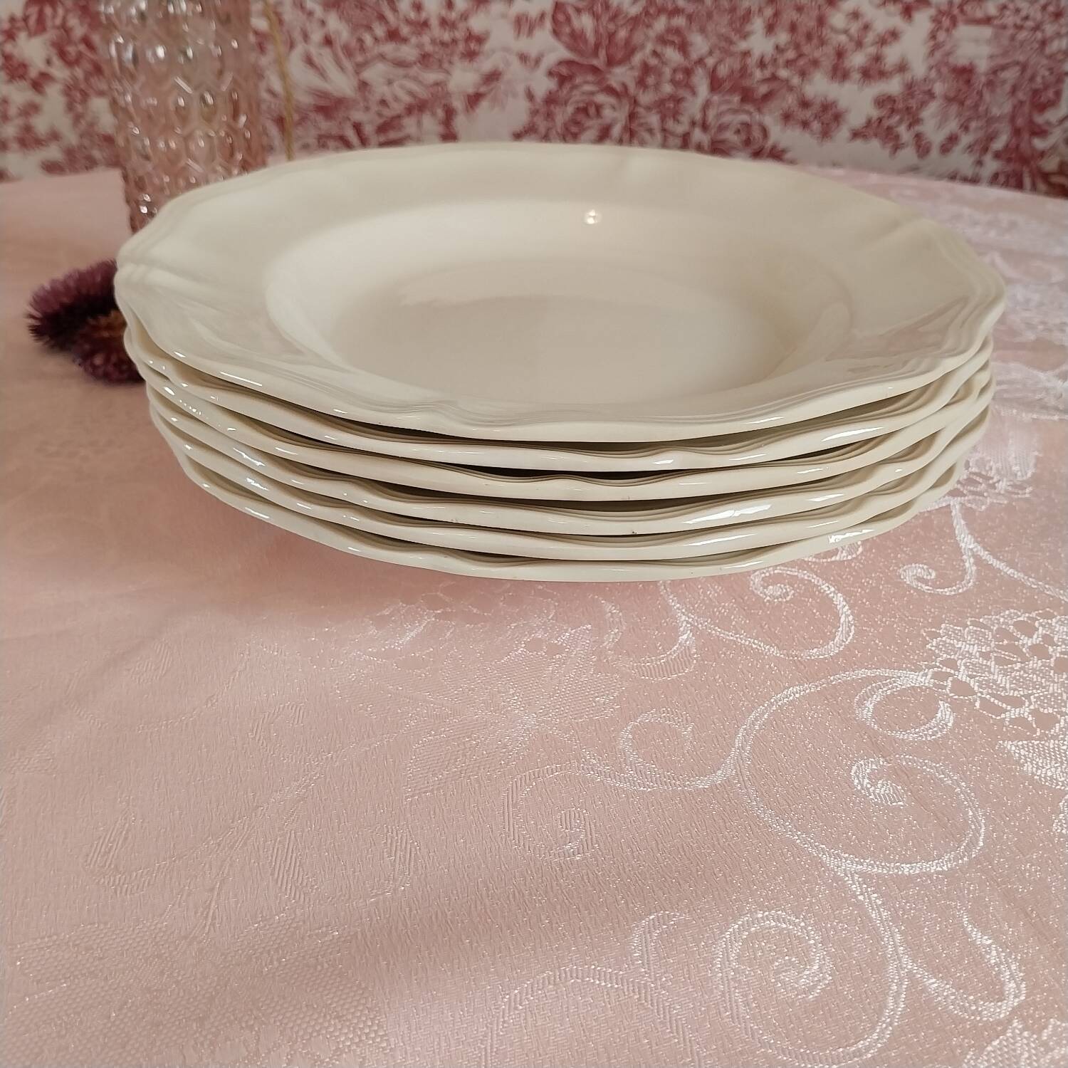 Old hollow ivory plates from Sarreguemines