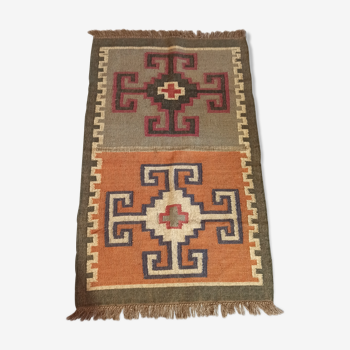 Tapis Kilim en coton et toile de jute - 90cm x 160cm