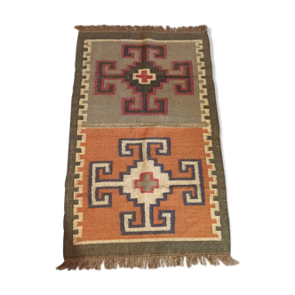 Tapis Kilim en coton et toile de jute - 90cm x 160cm