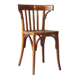 Chaise bistrot baumann 1930 assise bois gravée