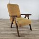 Fauteuil inclinable en bois et tissu des années 70