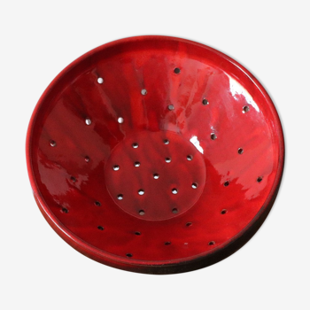 Passoire plat en céramique rouge