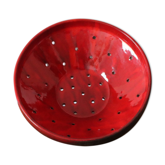 Red ceramic strainer/dish