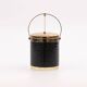 Vintage 1970s ice bucket - Black crocodile effect faux leather