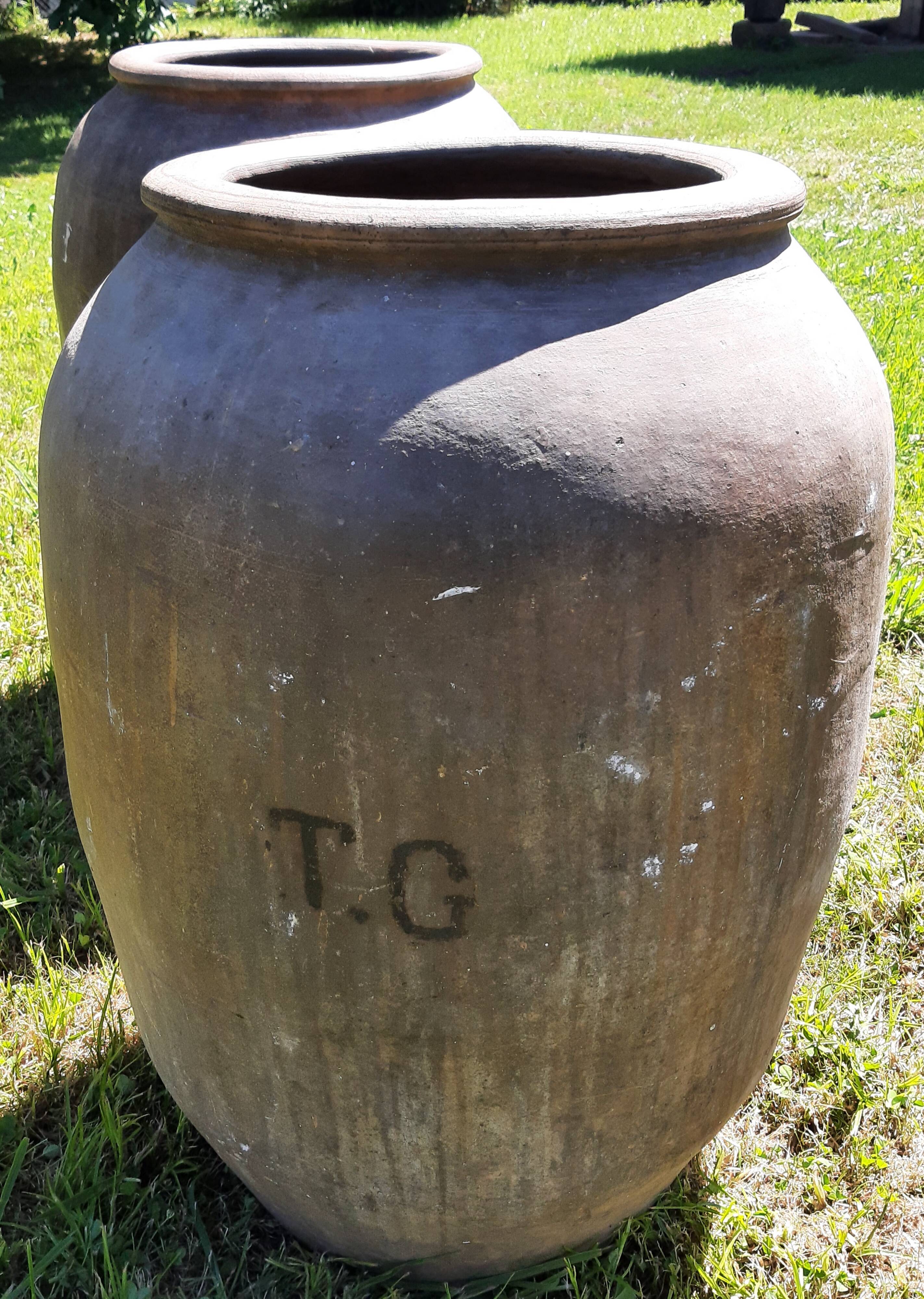 Pair of olive oil jars (or "tinajas"), Spain, 19th century