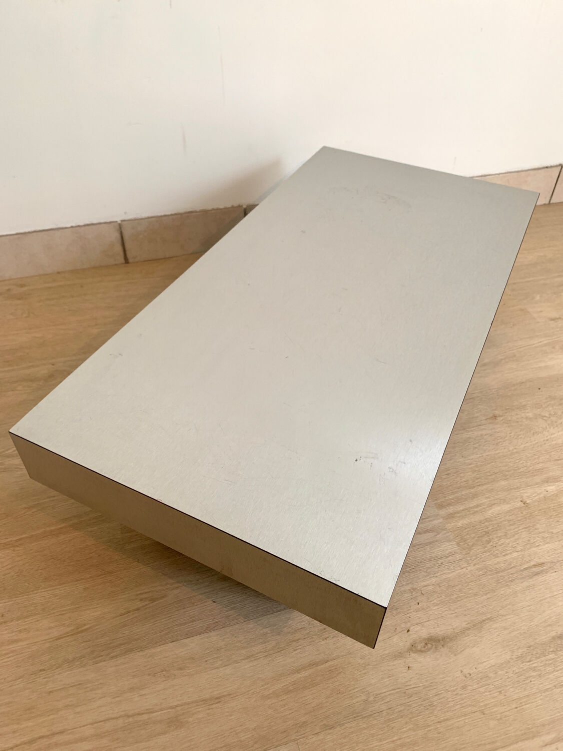 70s coffee table in brushed aluminum