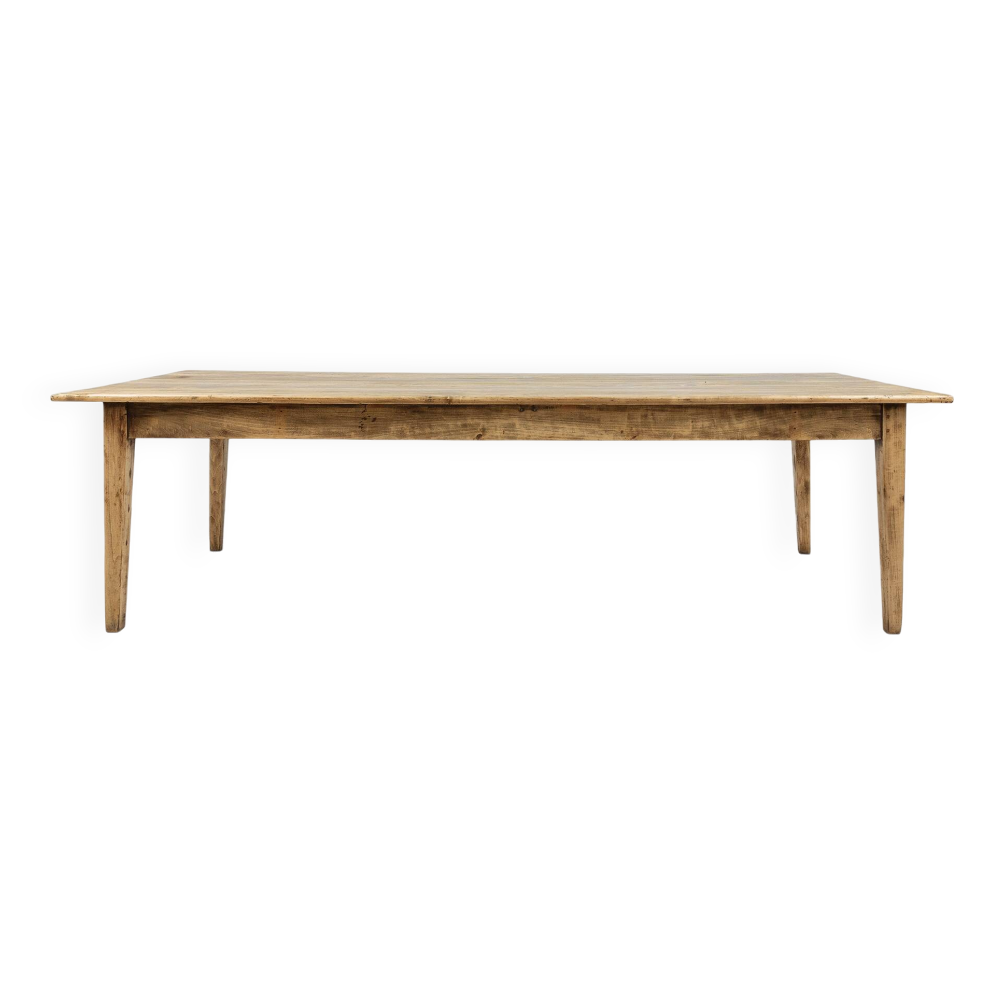 Grande table de ferme rustique en bois d'orme, France vers 1800