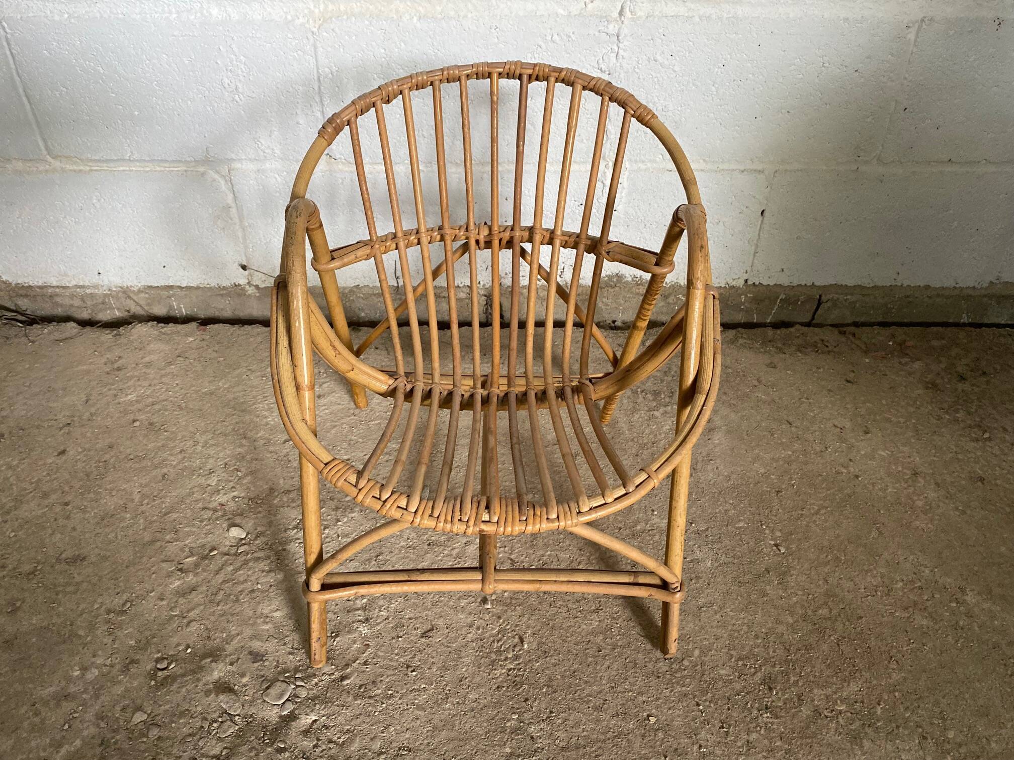 Vintage rattan children's armchair 1960s