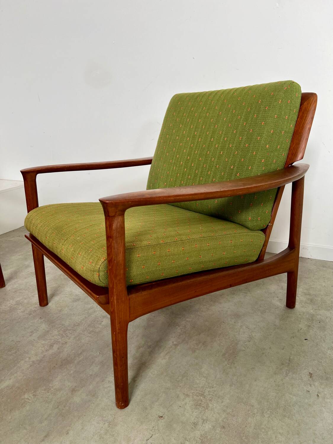 Living room set sofa armchair coffee table Scandinavian design 60s Swedish vintage teak
