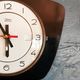 Vintage formica clock silent trapeze wall pendulum "Diehl black white"