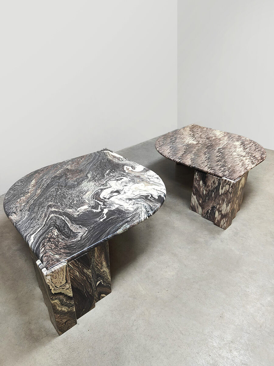 Vintage design marble coffee table midcentury Roche Bobois pink