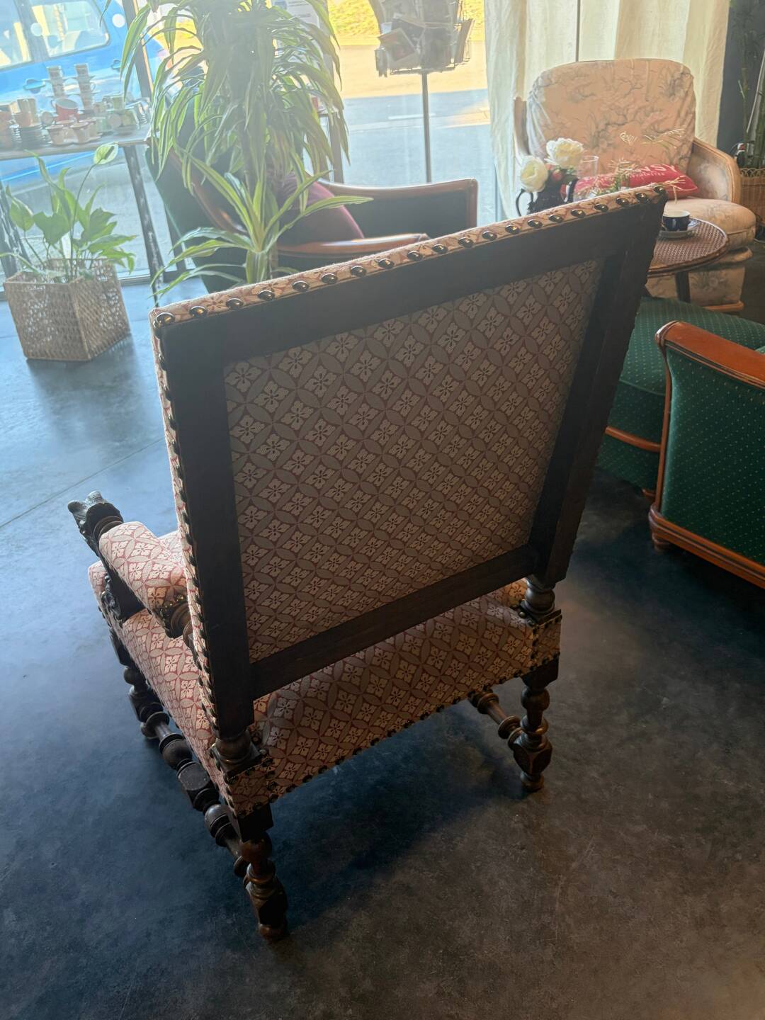 Vintage armchair in carved wood – neo-Renaissance / Louis XIII style