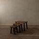 Vintage Brutalist Solid Oak Nesting Tables (Set of 3) – Dutch, 1970s