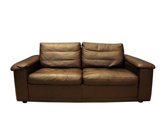Double Danish leather sofa