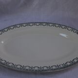Oval plate in earthenware decoration garland Louis XVI green